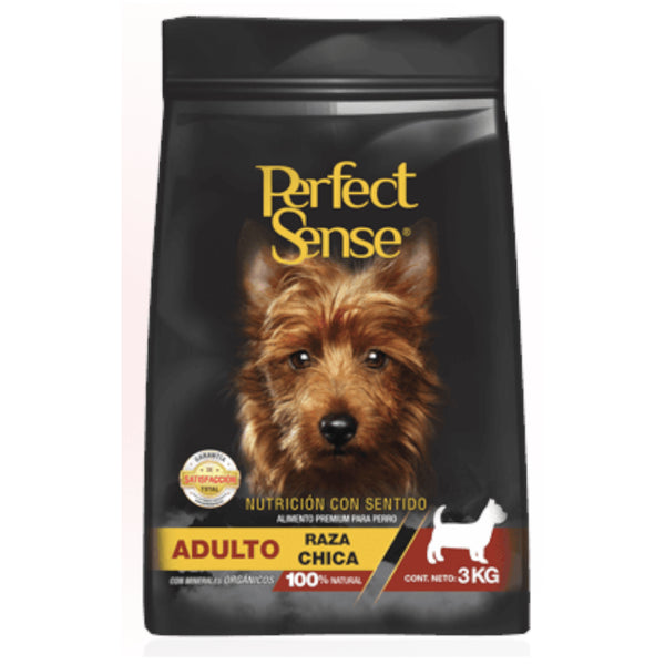 Bolsa de Perfect Sense alimento para perro adulto raza chica 100% natural, presentación de 3 kg, nutrición premium para razas pequeñas