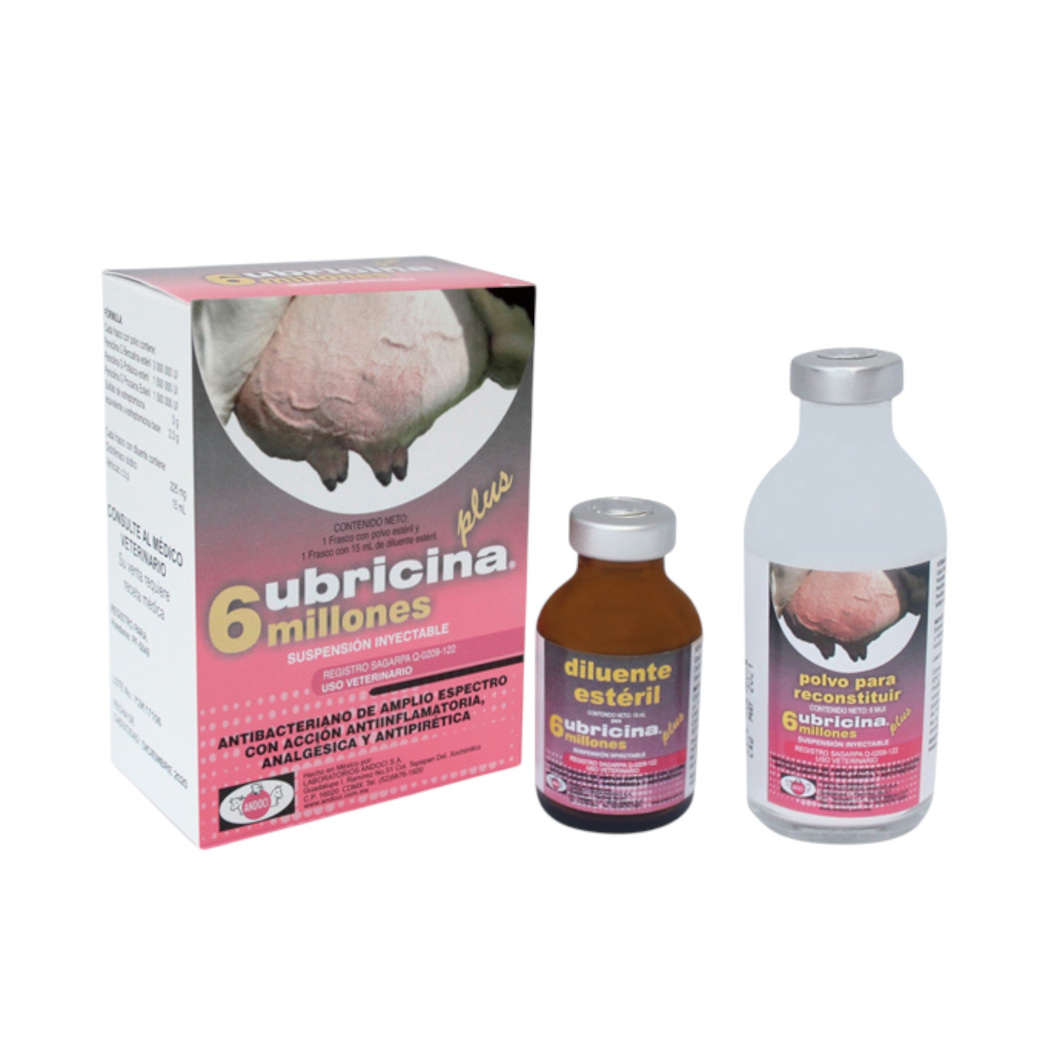 Ubricina 6MUI para tratamiento de infecciones y reducción de inflamación en bovinos y caballos