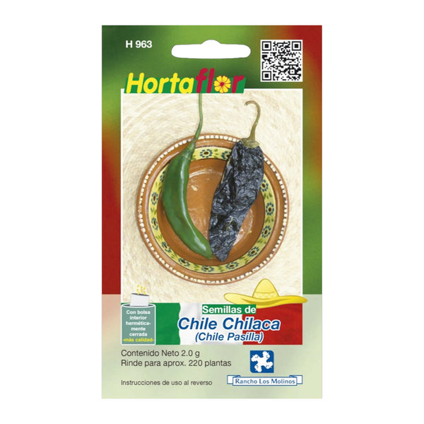 Sobre de semillas de chile chilaca listo para sembrar y cultivar chile pasilla en casa