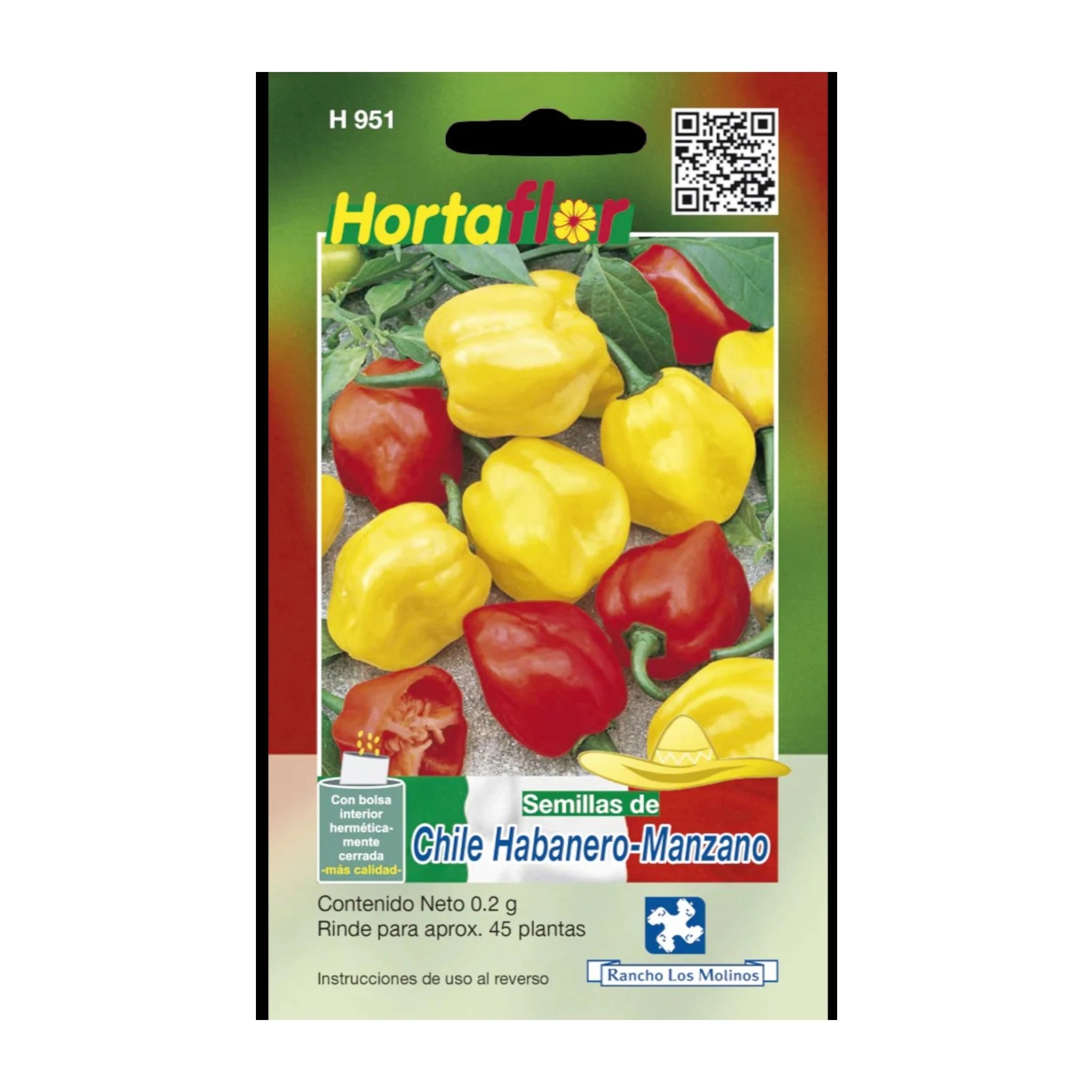 Sobre de semillas de chile habanero, variedad amarilla, ideal para salsas mexicanas