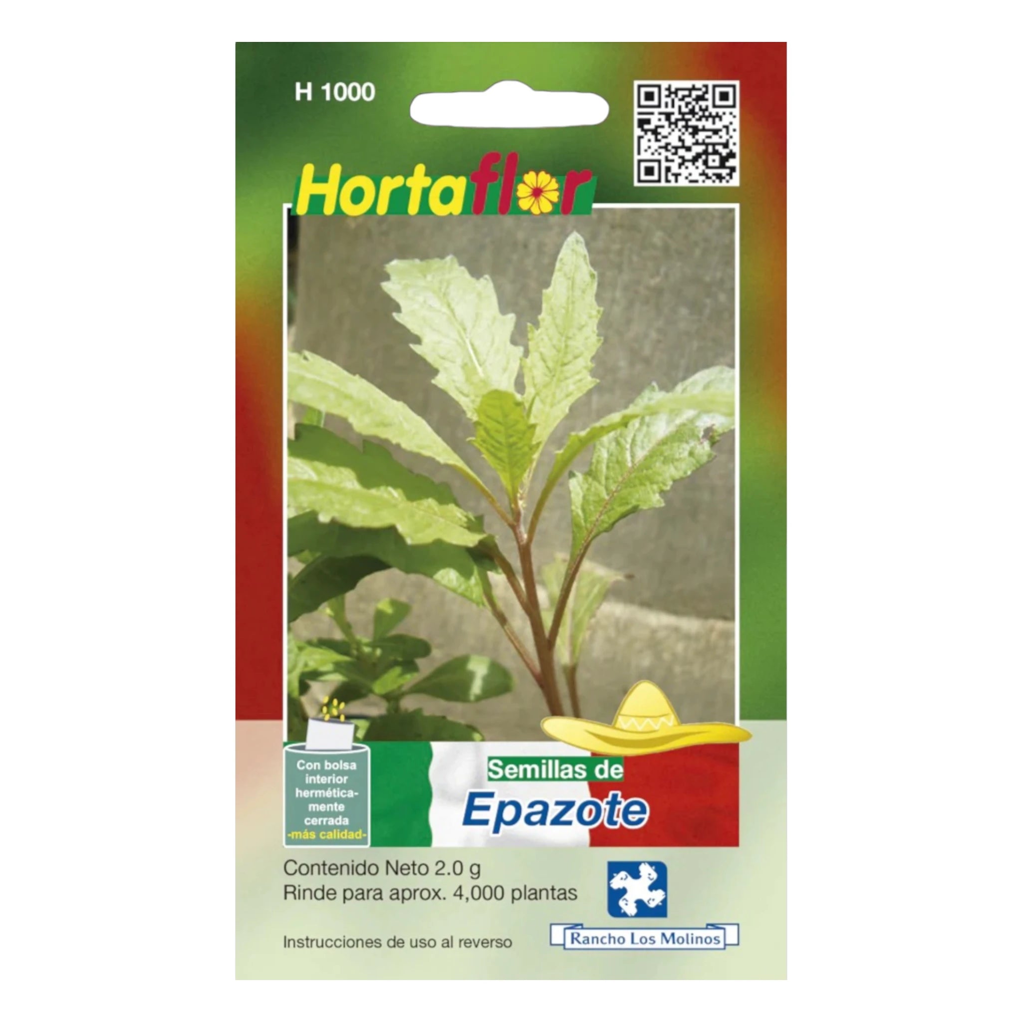 Sobre con semillas de epazote, una hierba esencial en la cocina mexicana, ideal para huertos caseros