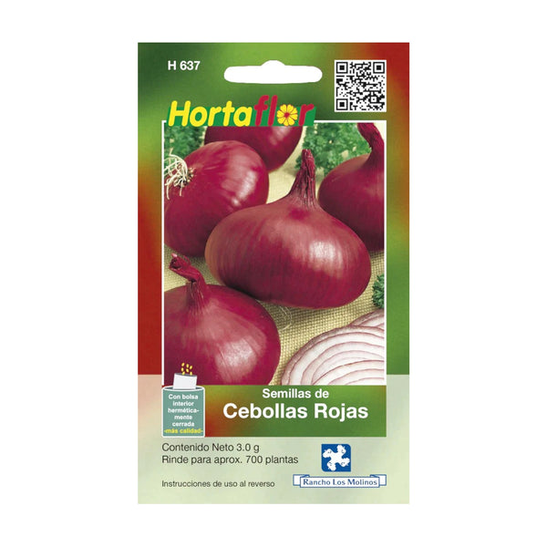 Fotografía del sobre de semillas de cebolla roja para cultivo casero