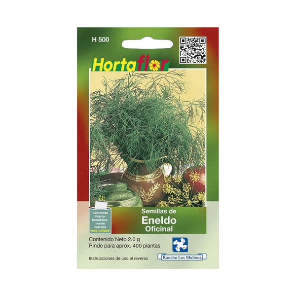 Sobre de semillas de eneldo para cultivar en casa, ideal para huertos urbanos o balcones