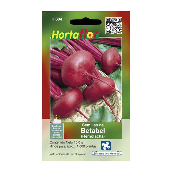 Sobre de semillas de betabel ideal para cultivo en casa o jardín, perfectas para preparar platillos coloridos y nutritivos.