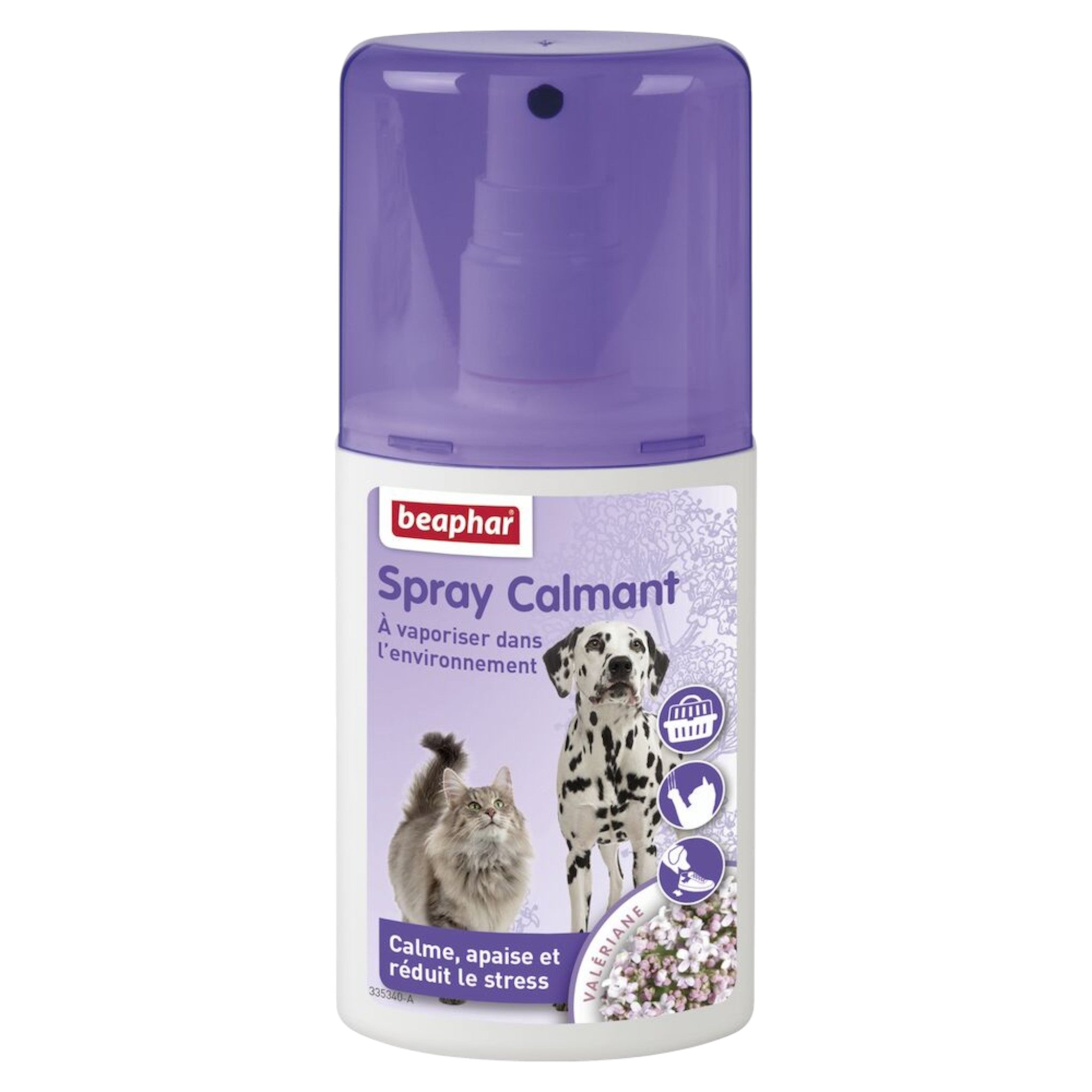 Spray Calmante Beaphar para perros y gatos, ideal para reducir el estrés y la ansiedad.