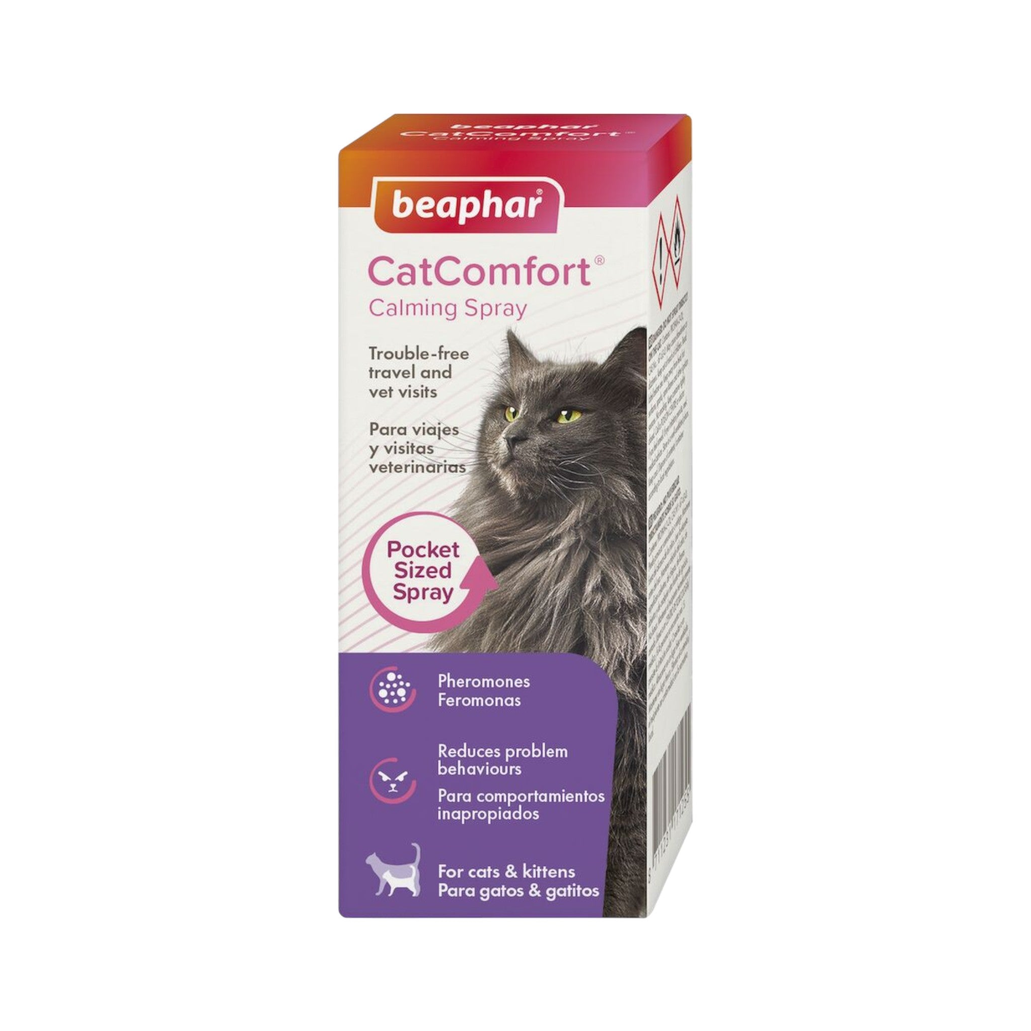 Imagen del  empaque CatComfort Beaphar 30ml, calmante con feromonas para gatos.