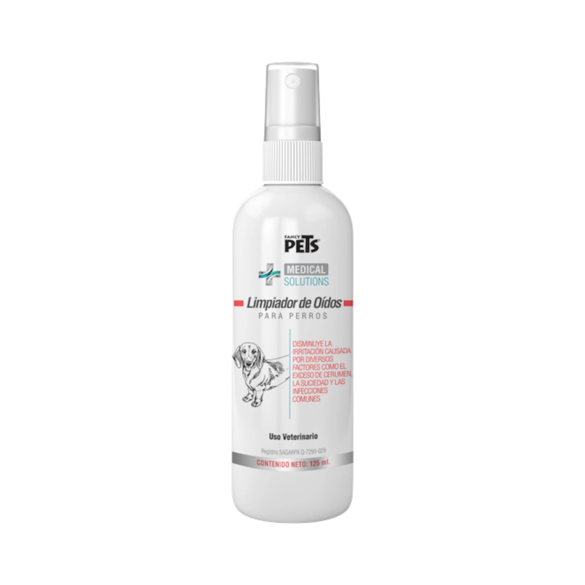Frasco de spray Limpiador de Oídos de 125 ml para perros y gatos, con fórmula antibacterial y calmante para higiene auditiva