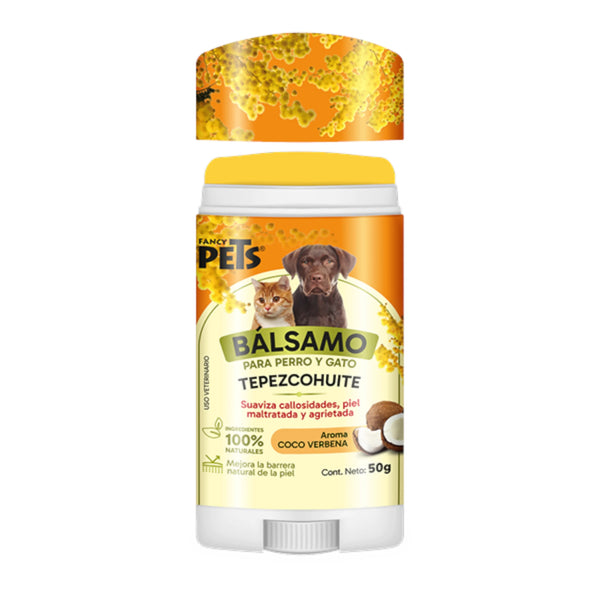 Stick humectante con tepezcohuite, cera de abeja y manteca de karité, protege nariz y patas de mascotas.