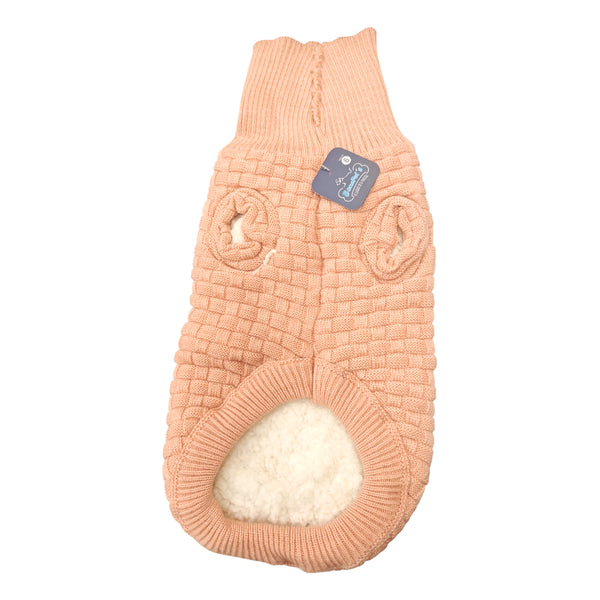 Suéter tejido para perros y gatos con interior de borrega y cuello tipo tortuga