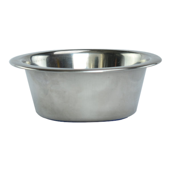 Vista lateral del tazón de acero inoxidable Fancy Pets para mascotas