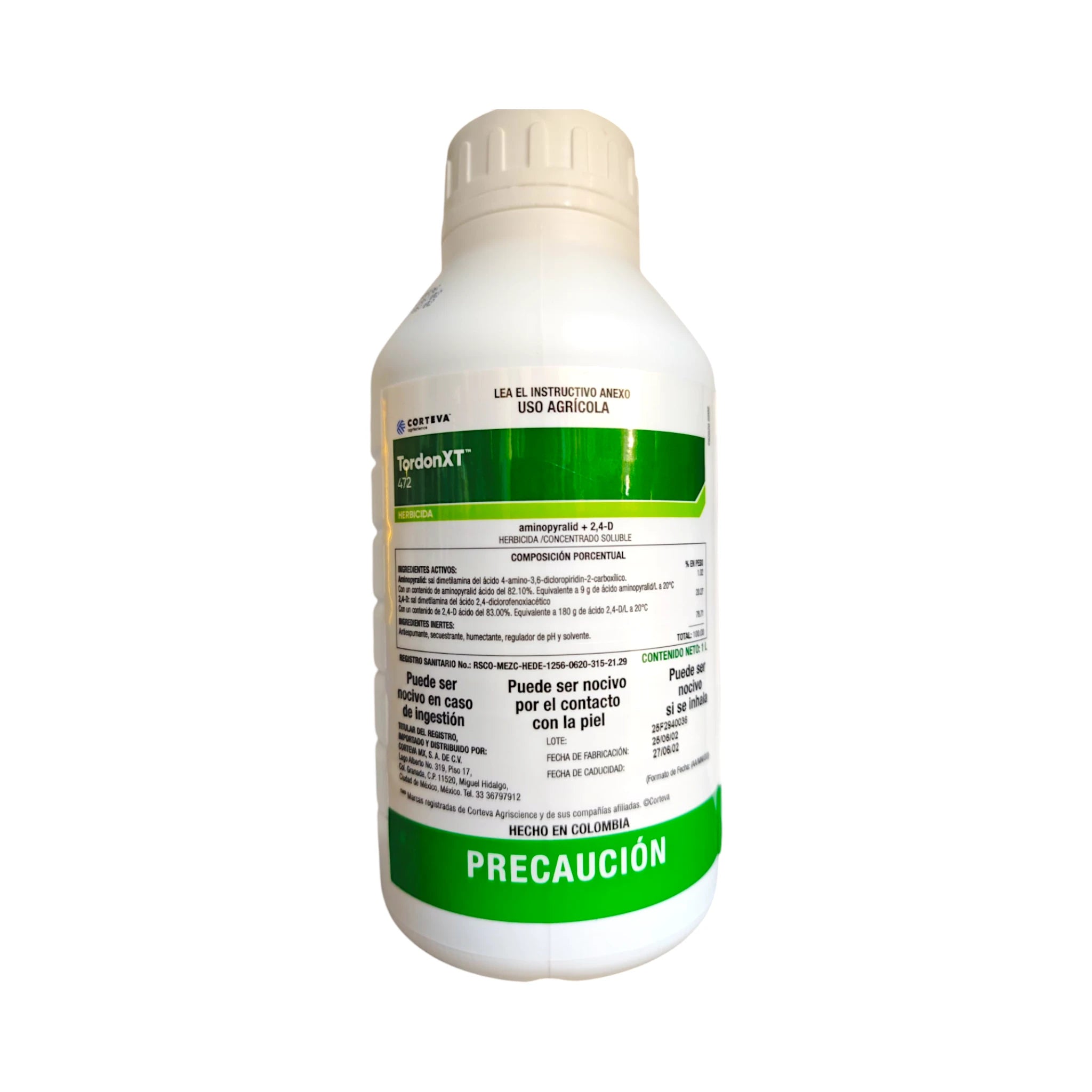 Frasco de TordonXT Herbicida para eliminar maleza en milpas de maíz y potreros, ideal para huertos y cultivos con pasto establecido