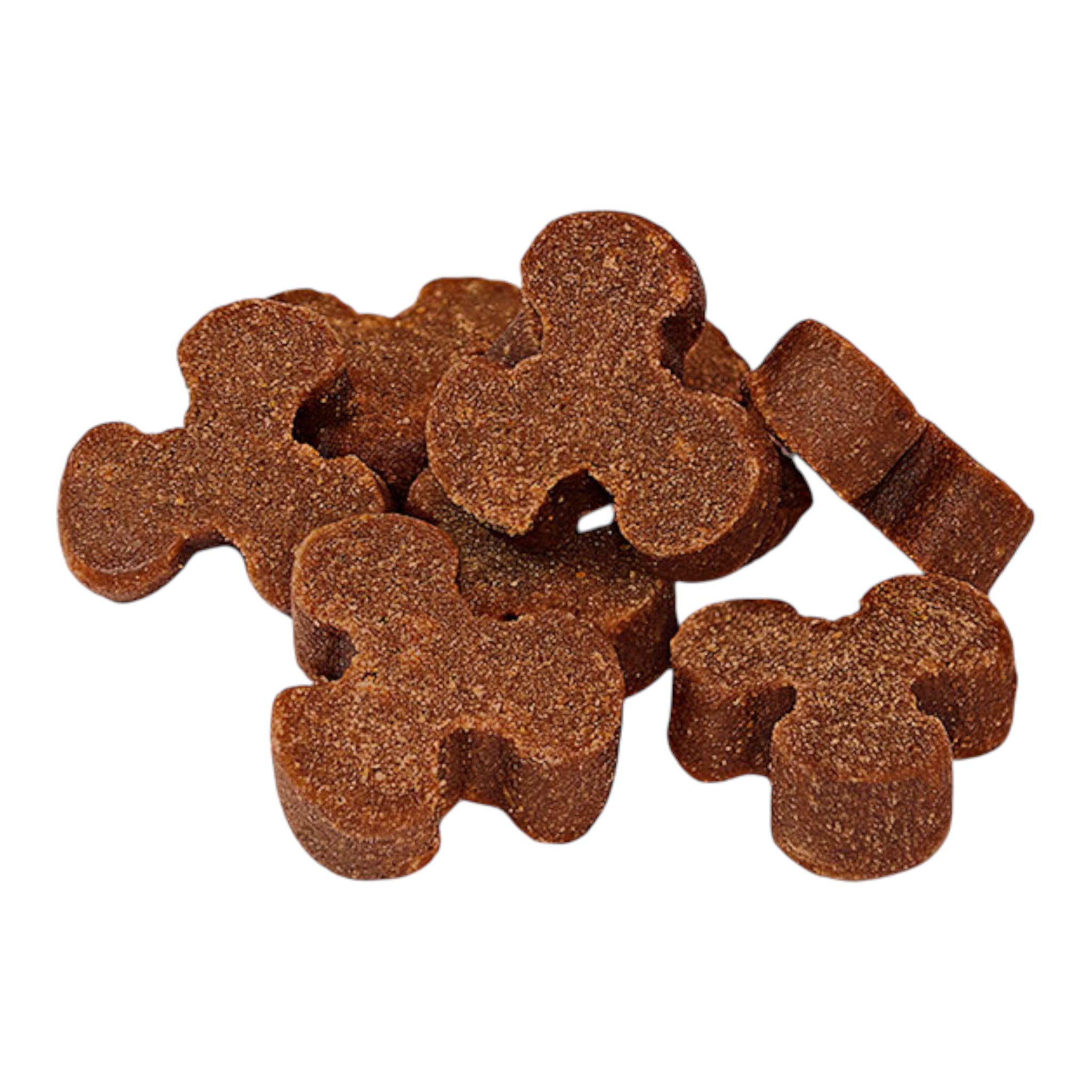 Vista de los premios Nupec Joint Care con una forma única de hélice o trébol, diseñados para ser fáciles de ingerir y ricos en Omega 3 para la movilidad.