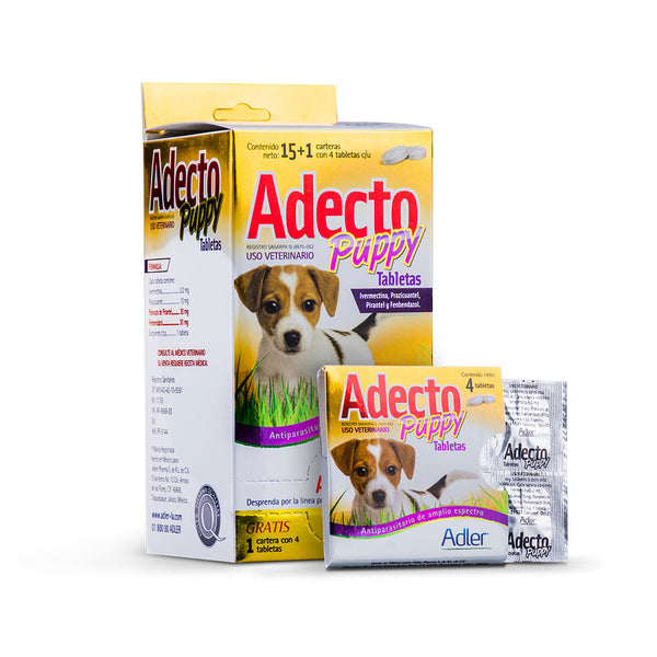 Imagen del producto Adecto Puppy Tabletas, desparasitante oral para cachorros y gatitos con ivermectina, praziquantel, pirantel y fenbendazol
