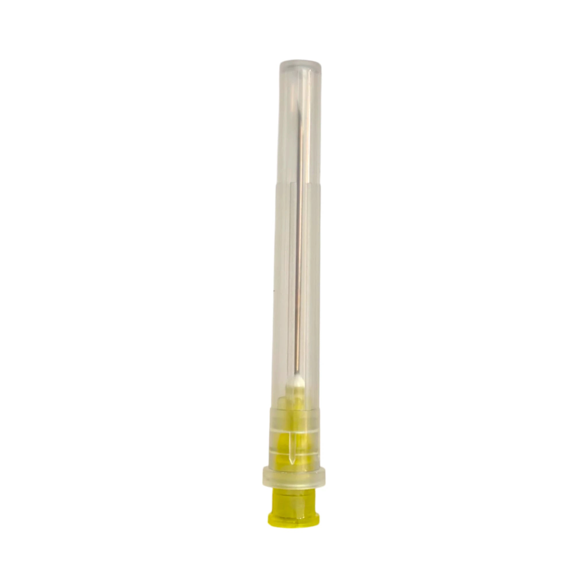 Aguja Hipodérmica 20G cánula acero inoxidable cubierta amarilla