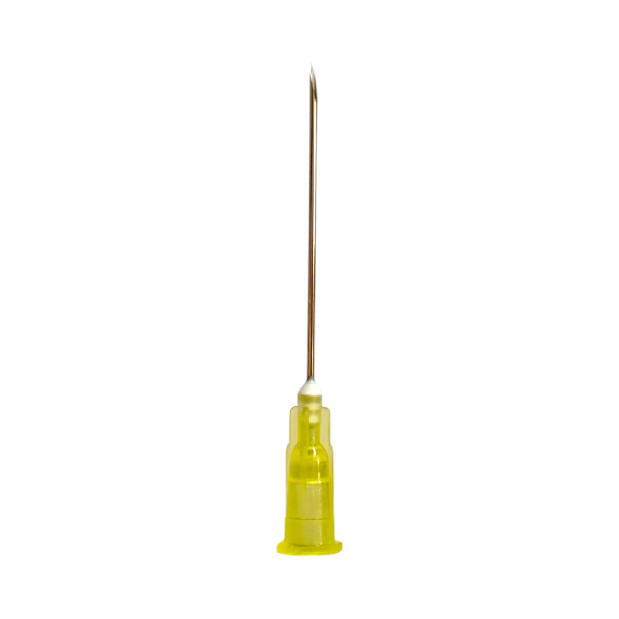Aguja Hipodérmica veterinaria 20G x 1½” de acero inoxidable con cono amarillo para ganado pequeño y mascotas grandes