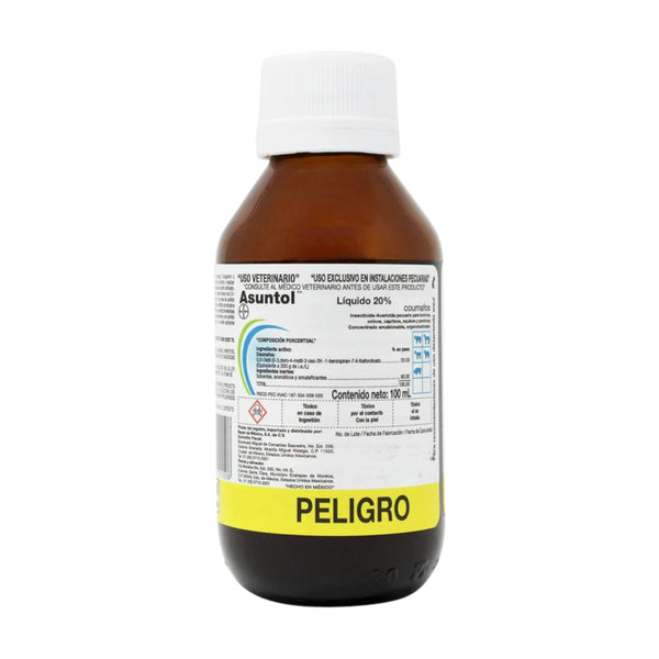 Frasco de Asuntol Líquido 20% para control de garrapatas y parásitos en ganado