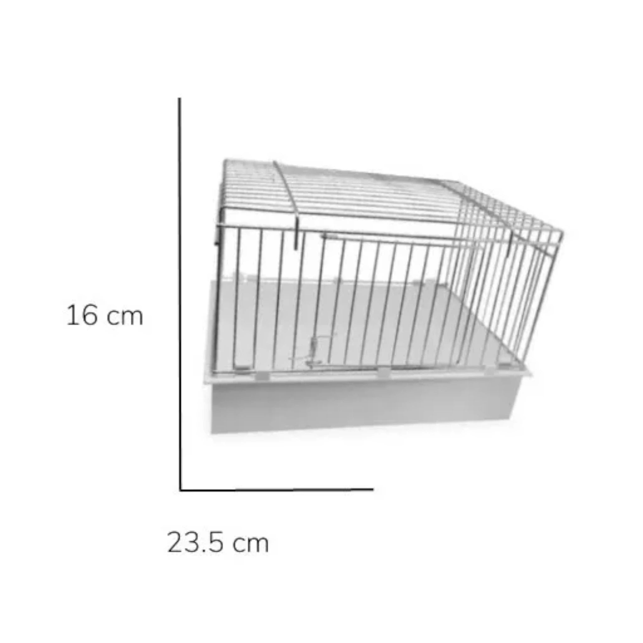 Bañera exterior para aves grandes con medidas 23.5 x 16.5 x 16 cm, diseño de plástico y metal galvanizado para ninfas, loros, cotorros y amazonas.