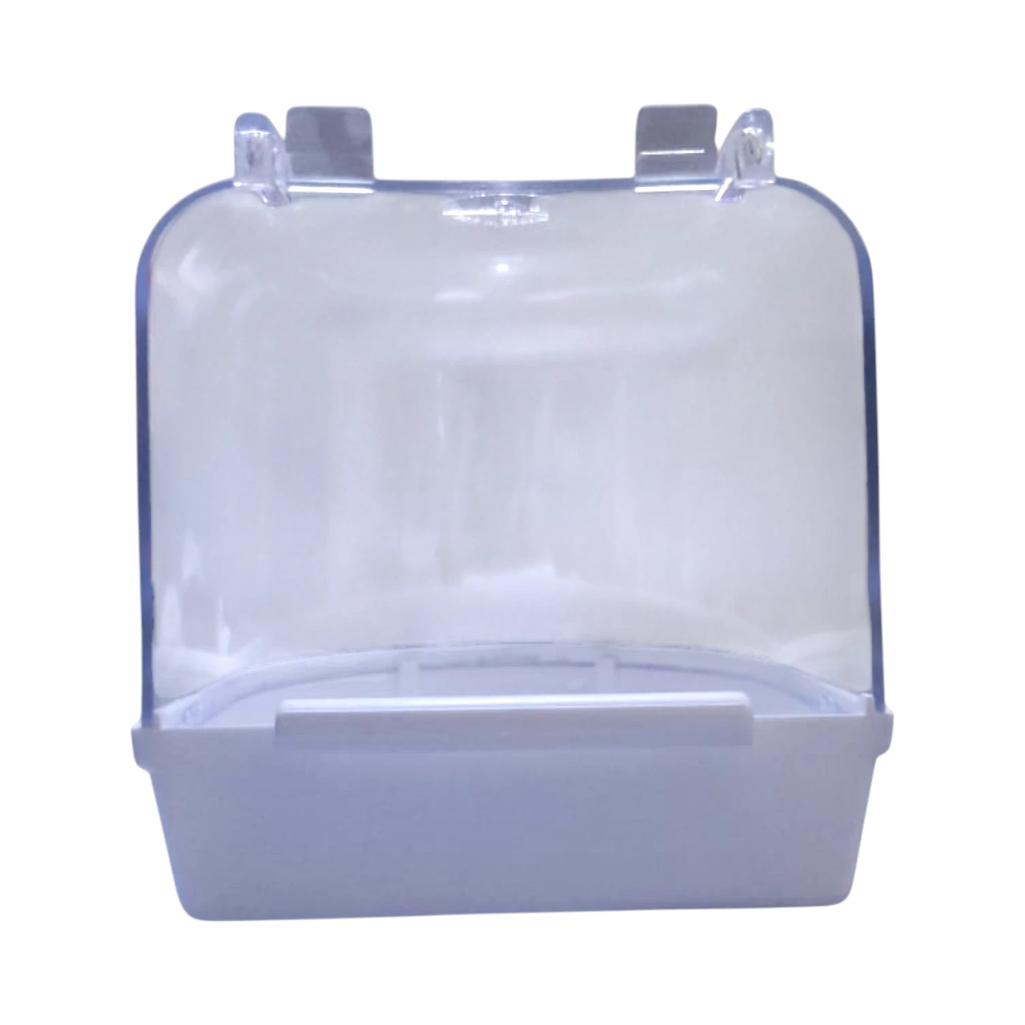 Bañera exterior desmontable de plástico para aves pequeñas, segura y fácil de limpiar, se ajusta en la puerta de la jaula.