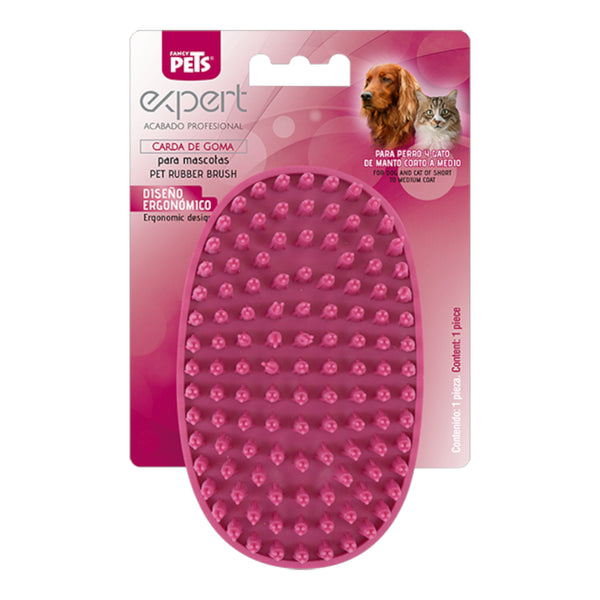 Empaque de la carda de goma Fancy Pets para perros y gatos de pelo corto a medio