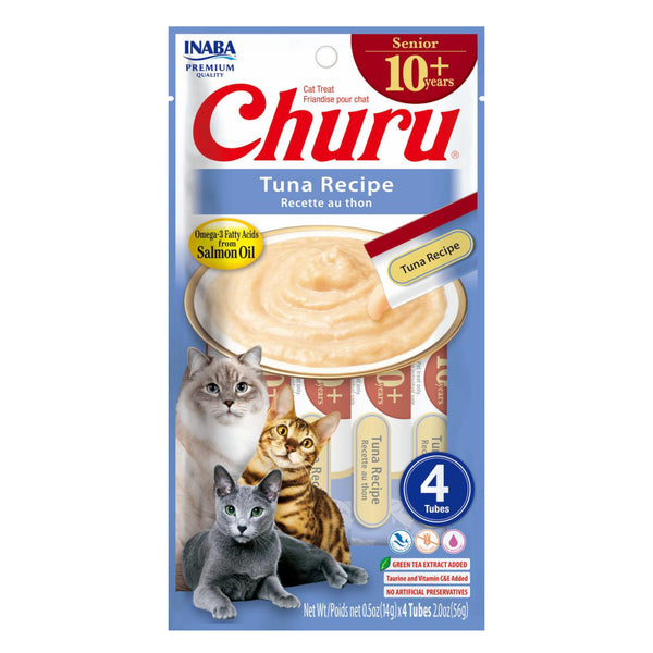 Golosina cremosa Churu de atún para gatos senior, con omega 3 y vitaminas