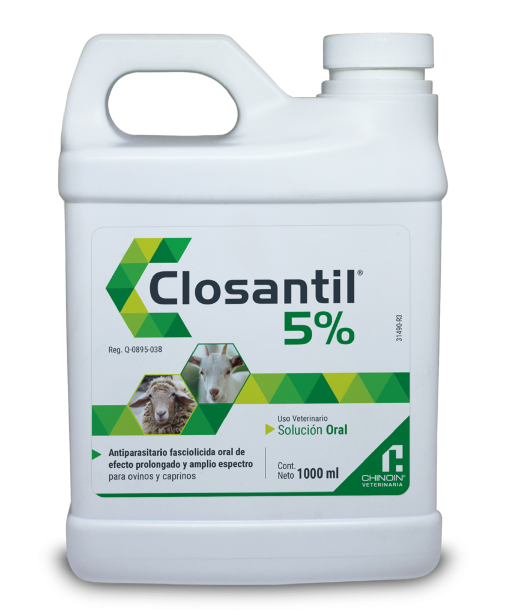 Frasco de 250 ml de Closantil 5%, fasciolicida y antihelmíntico oral para ovinos y caprinos con closantel