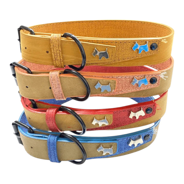 Collar de piel con perrito metálico