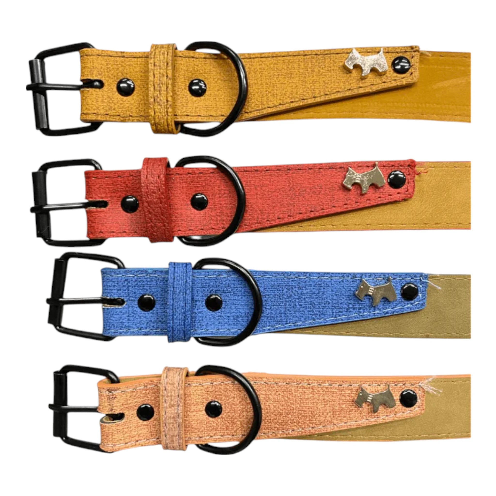 Collar de piel con perrito metálico