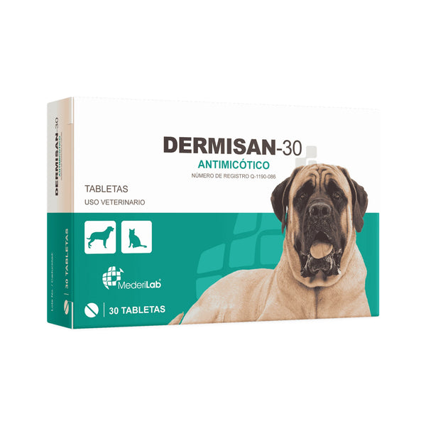 Tabletas Dermisan-30 300 mg con ketoconazol para tratamiento oral de infecciones por hongos en perros 