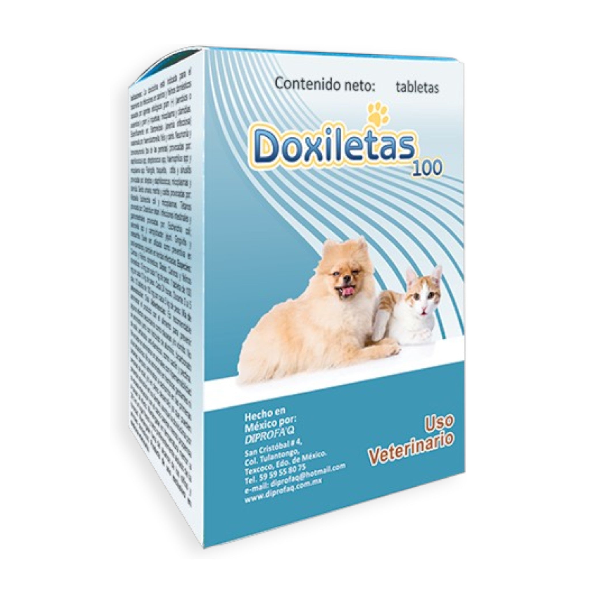 Caja de Doxiletas 100mg con 20 tabletas para perros y gatos, antibiótico oral de amplio espectro