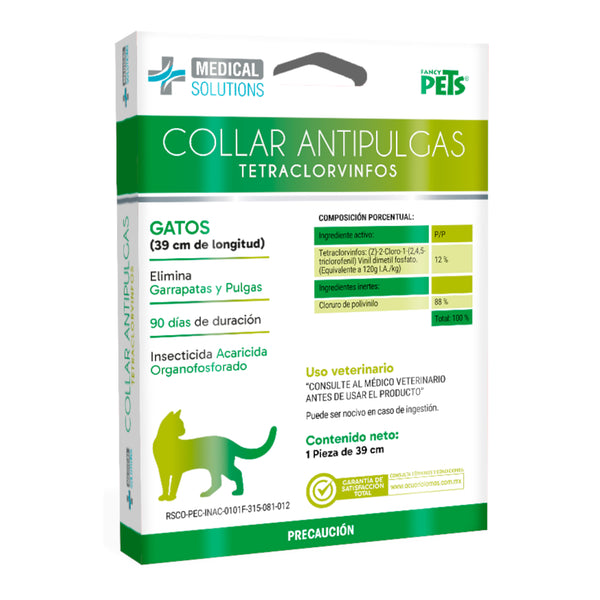 empaque del collar antipulgas para gatos con duración de hasta 90 días
