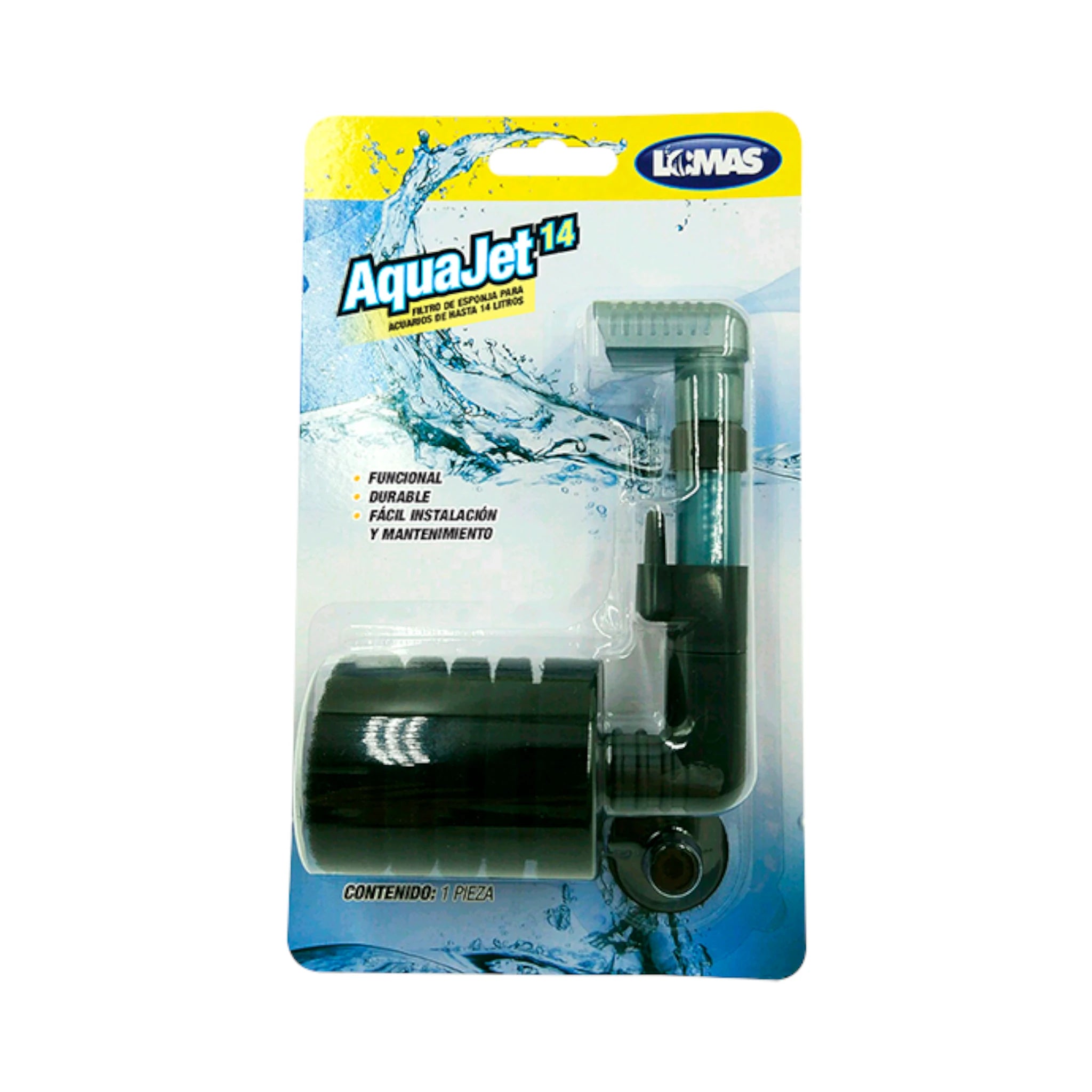 Empaque del filtro de esponja AquaJet de 14 litros, presentación compacta