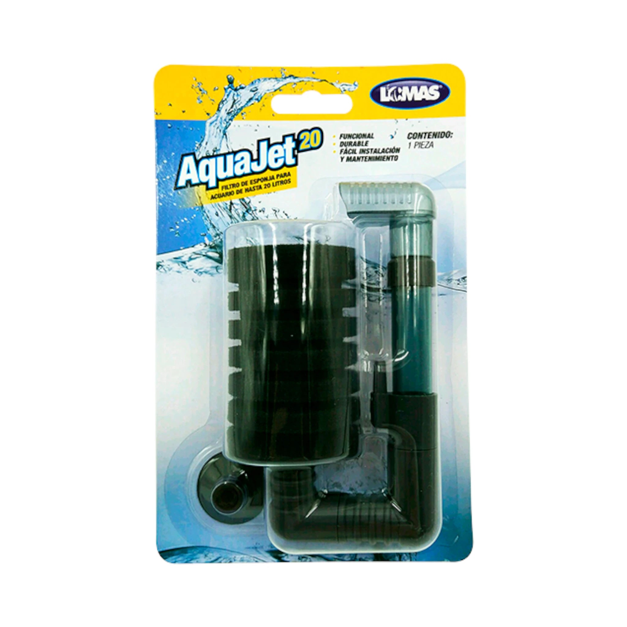 Empaque  del filtro de esponja AquaJet de 20 litros, lista para instalar