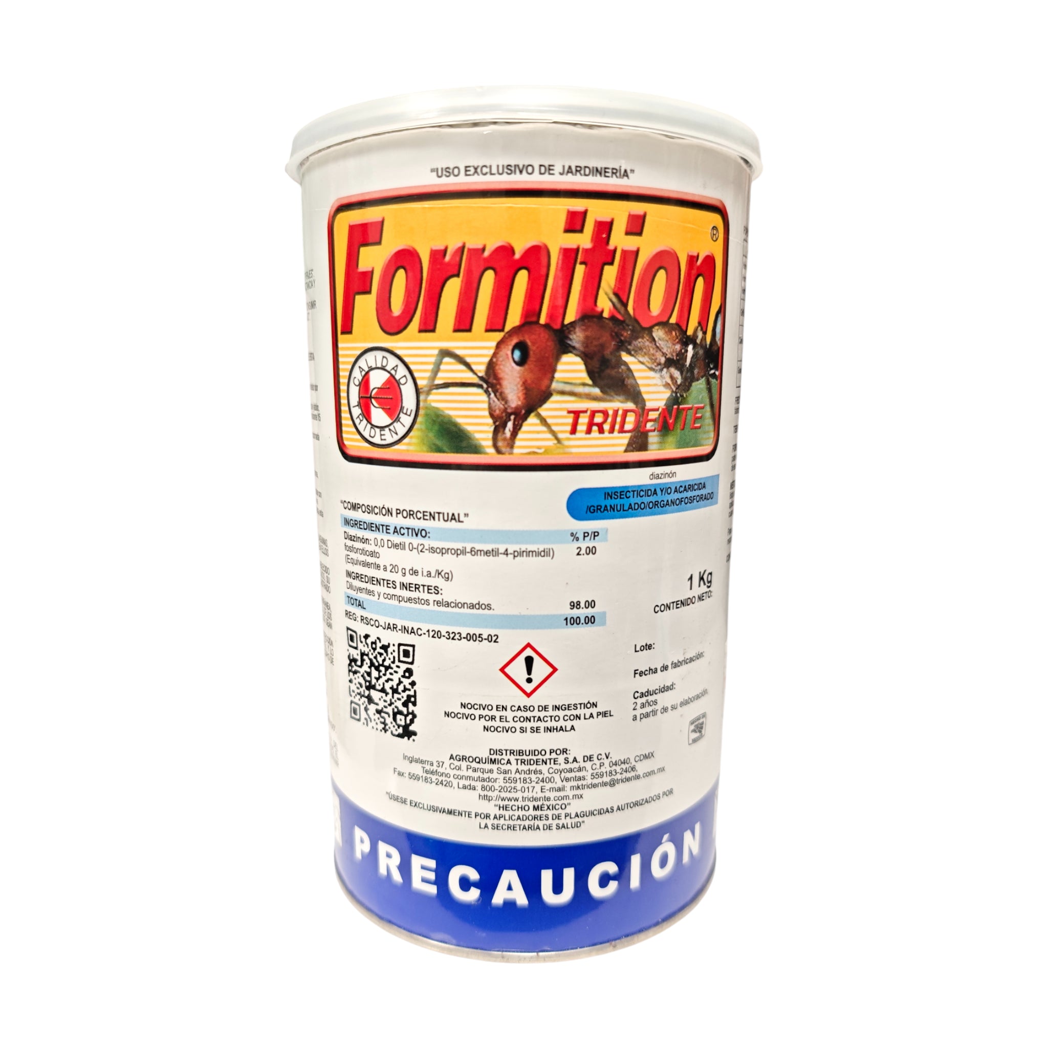 Bolsa de Formition insecticida granulado con Diazinon 2%, ideal para controlar hormigas, grillos y gusano trozador en jardines y huertos.