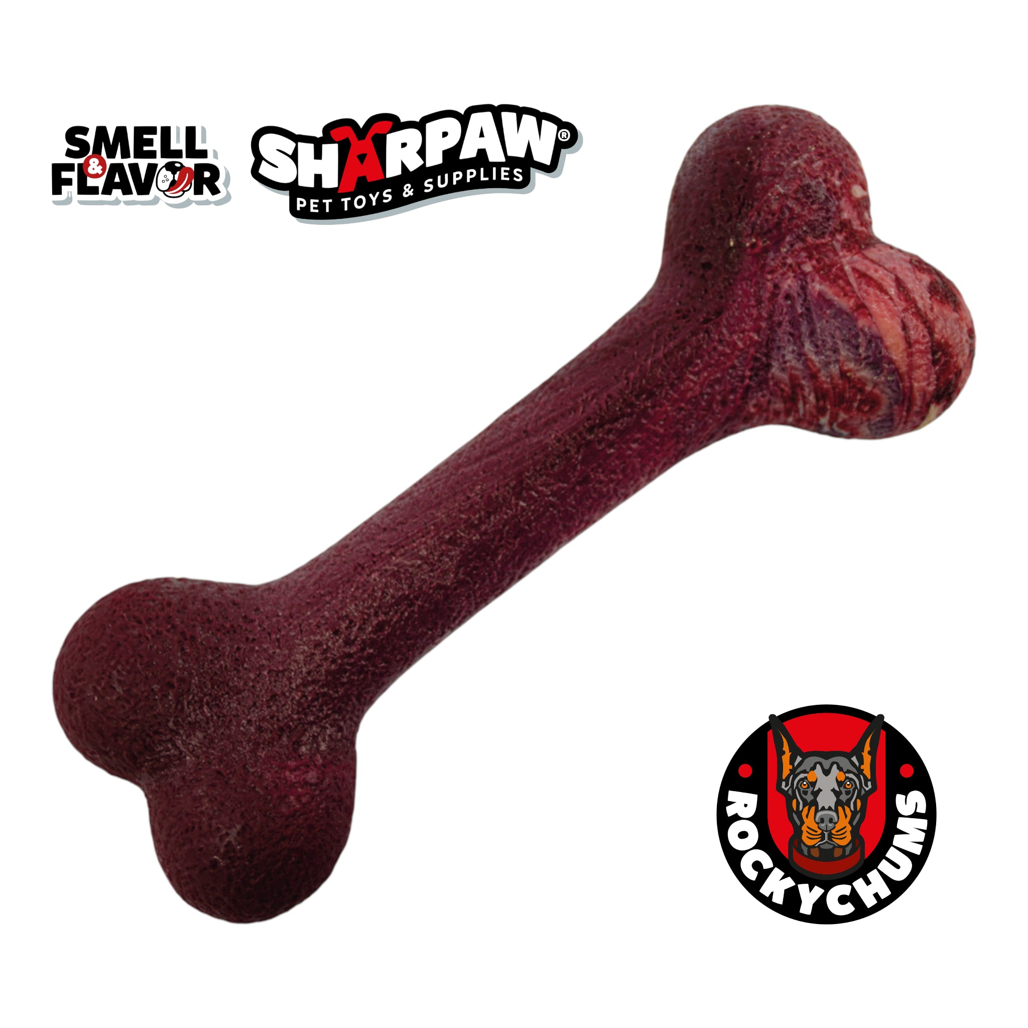 Hueso de nylon resistente con sabor a tocino para perros de mordida fuerte, tamaño 25.5 cm.