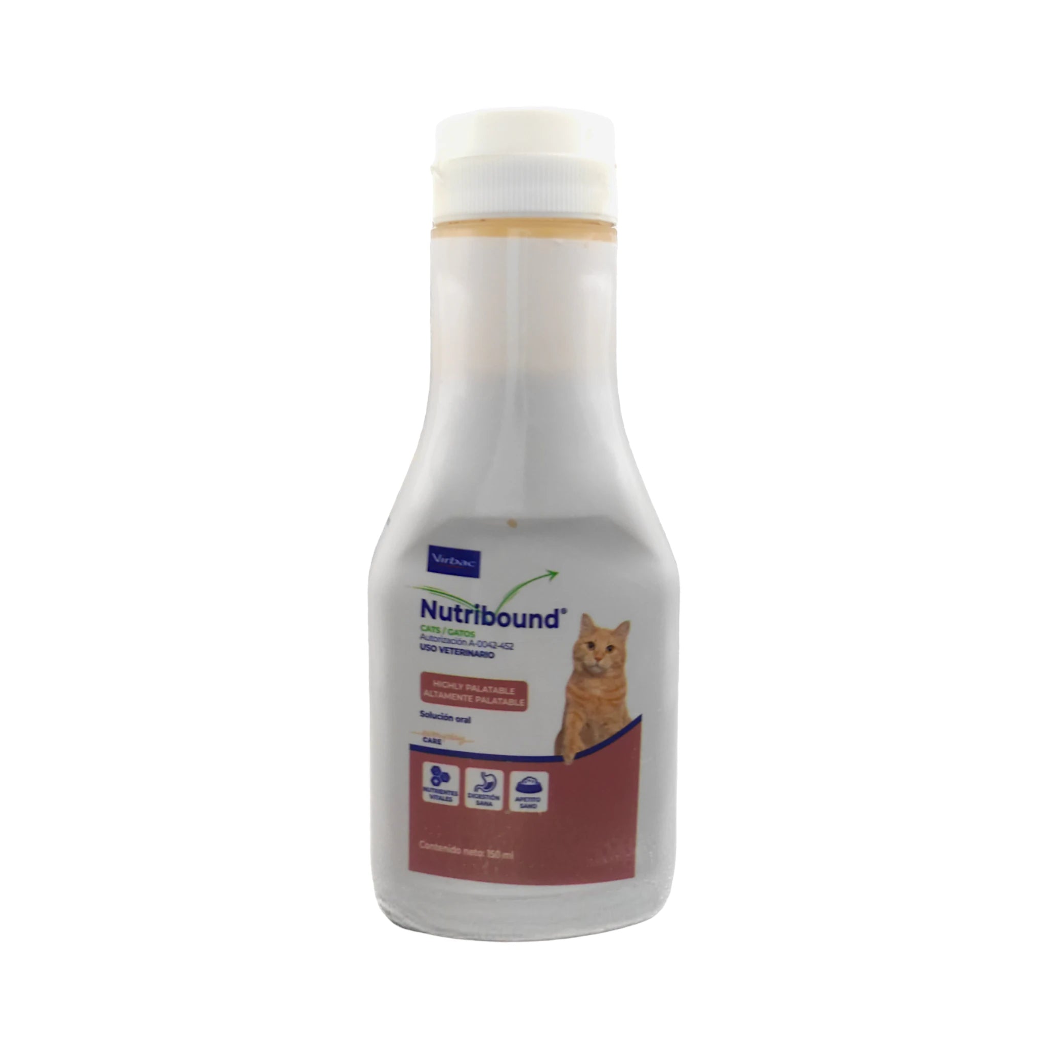 Frasco de Nutribound para gatos, solución oral con vitaminas y prebióticos

