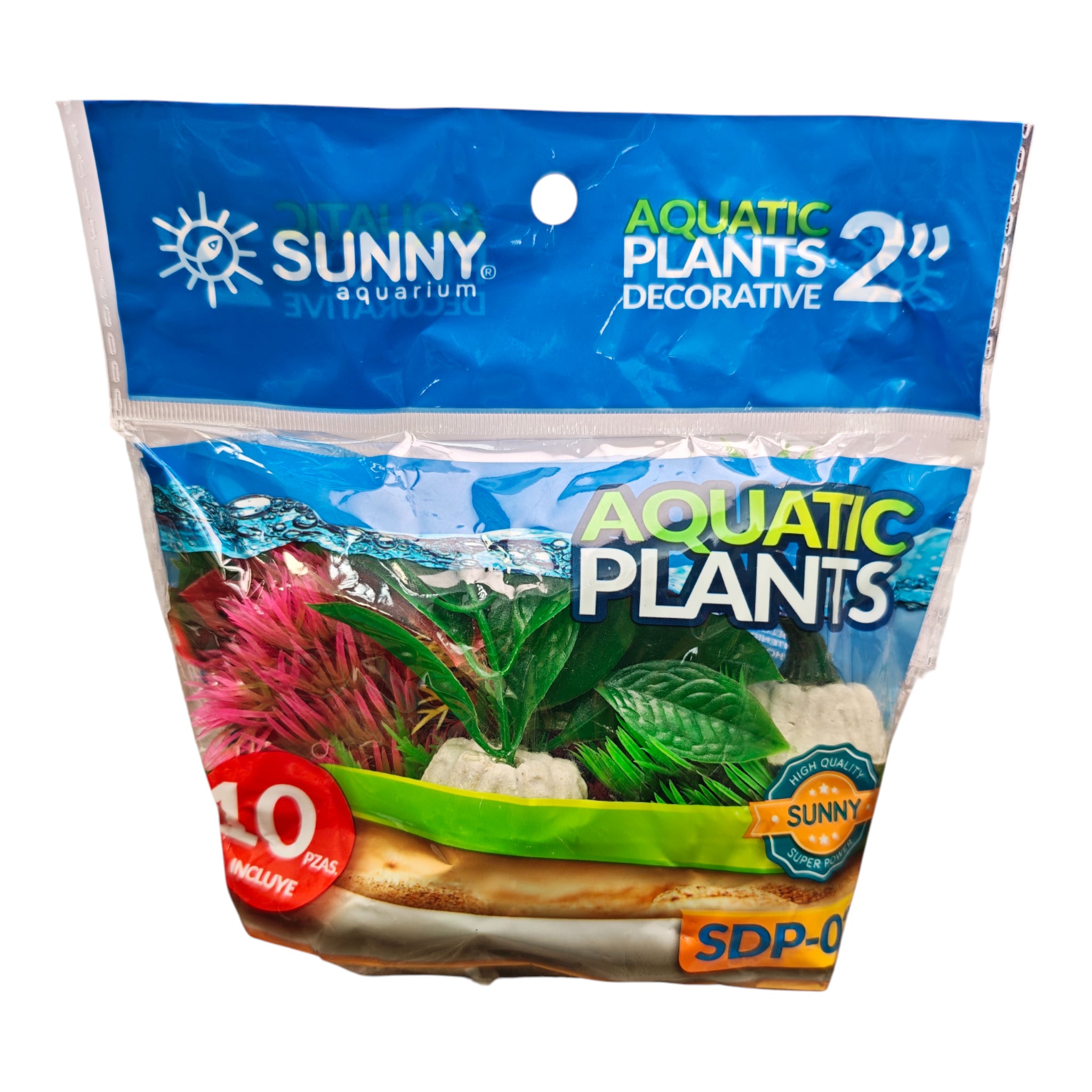 empaque Sunny con set de 10 plantas artificiales decorativas para acuario de 2 pulgadas, modelo SDP-001