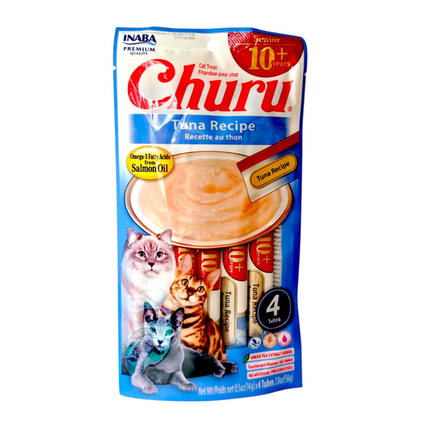 Golosina cremosa Churu sabor atún para gatos senior, con omega 3 y vitaminas