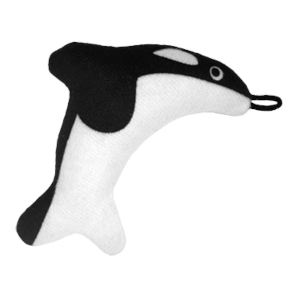 Peluche de orca para gato, parte del set de 5 juguetes intercambiables para caña interactiva Fancy Pets.