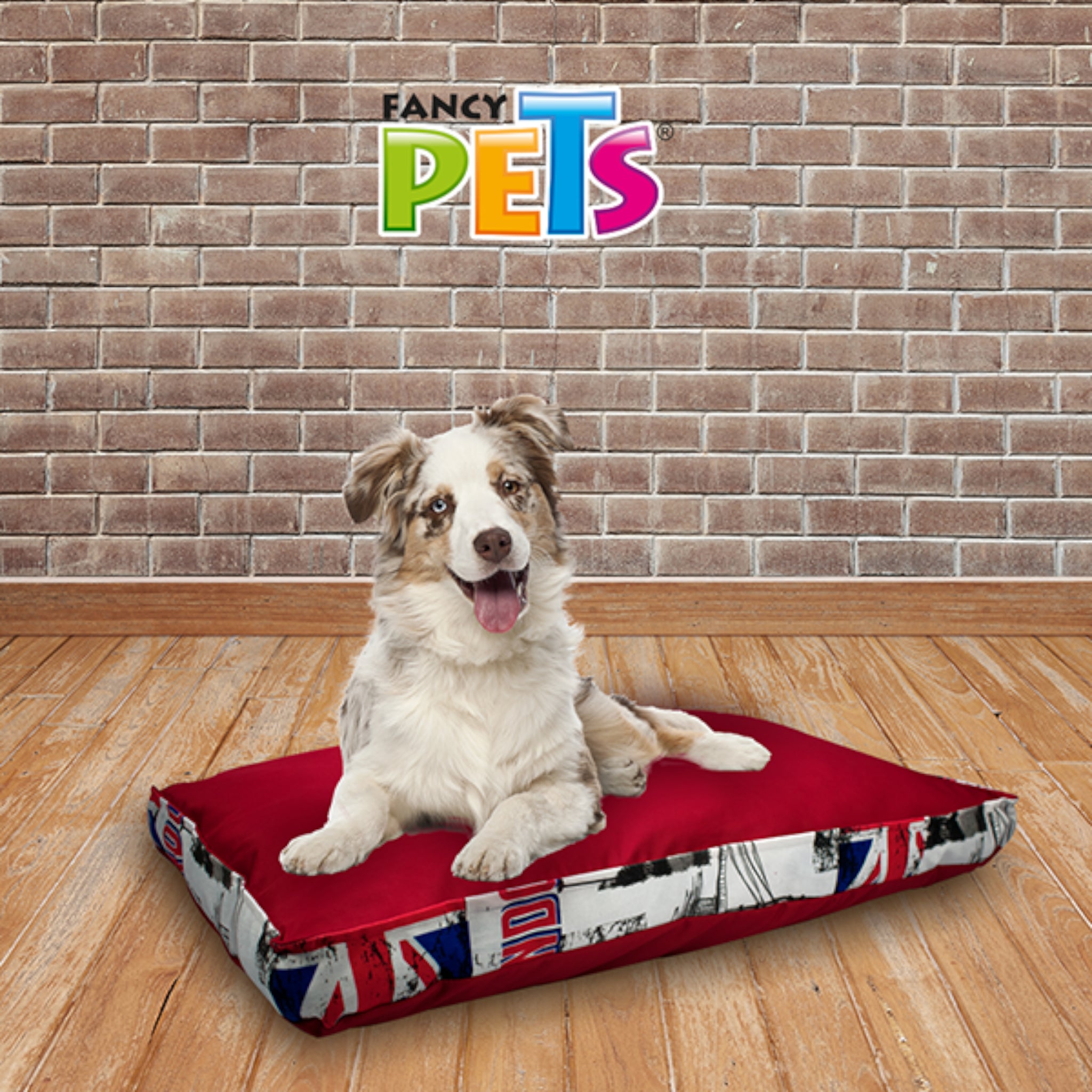 Perro descansando totalmente estirado sobre el colchón Affenpinscher rojo, demostrando su amplitud y comodidad para el descanso diario.