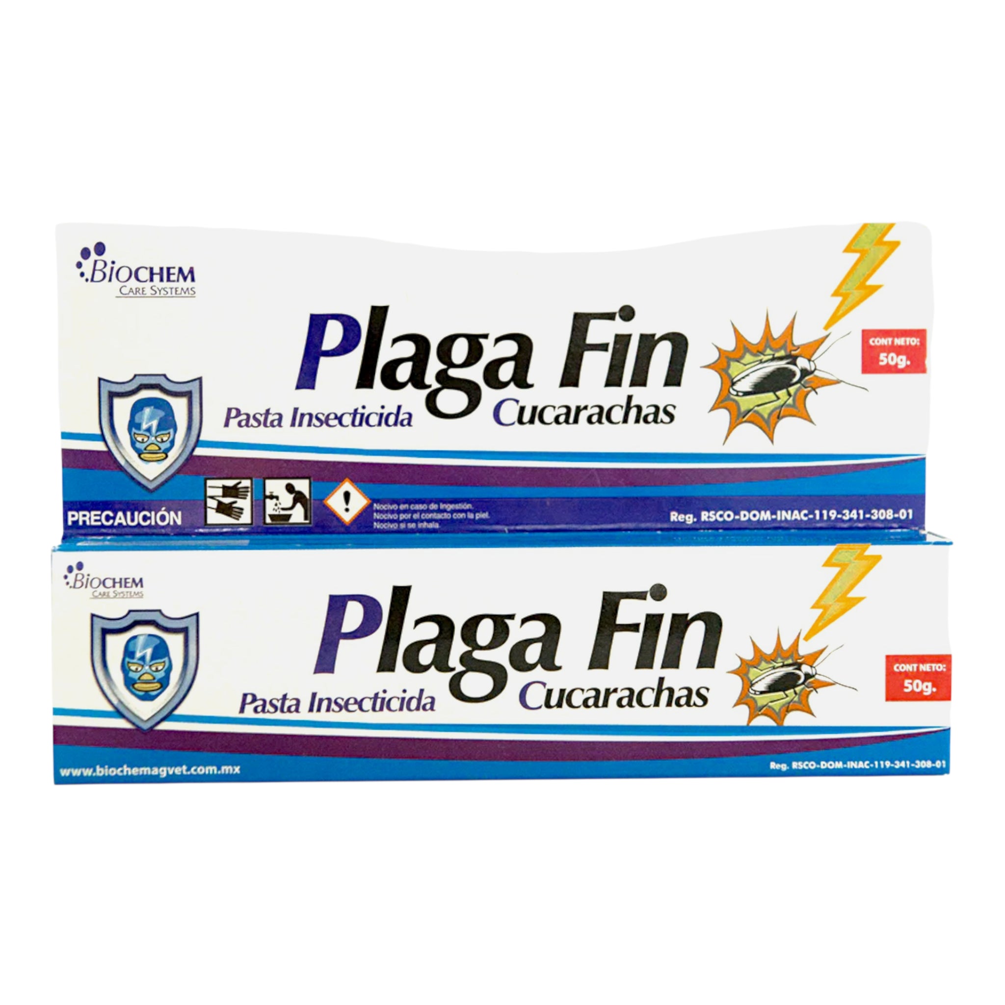 Caja de Plaga Fin pasta cucarachicida con deltametrina al 1 %, insecticida doméstico para eliminar cucarachas en cocinas y baños.