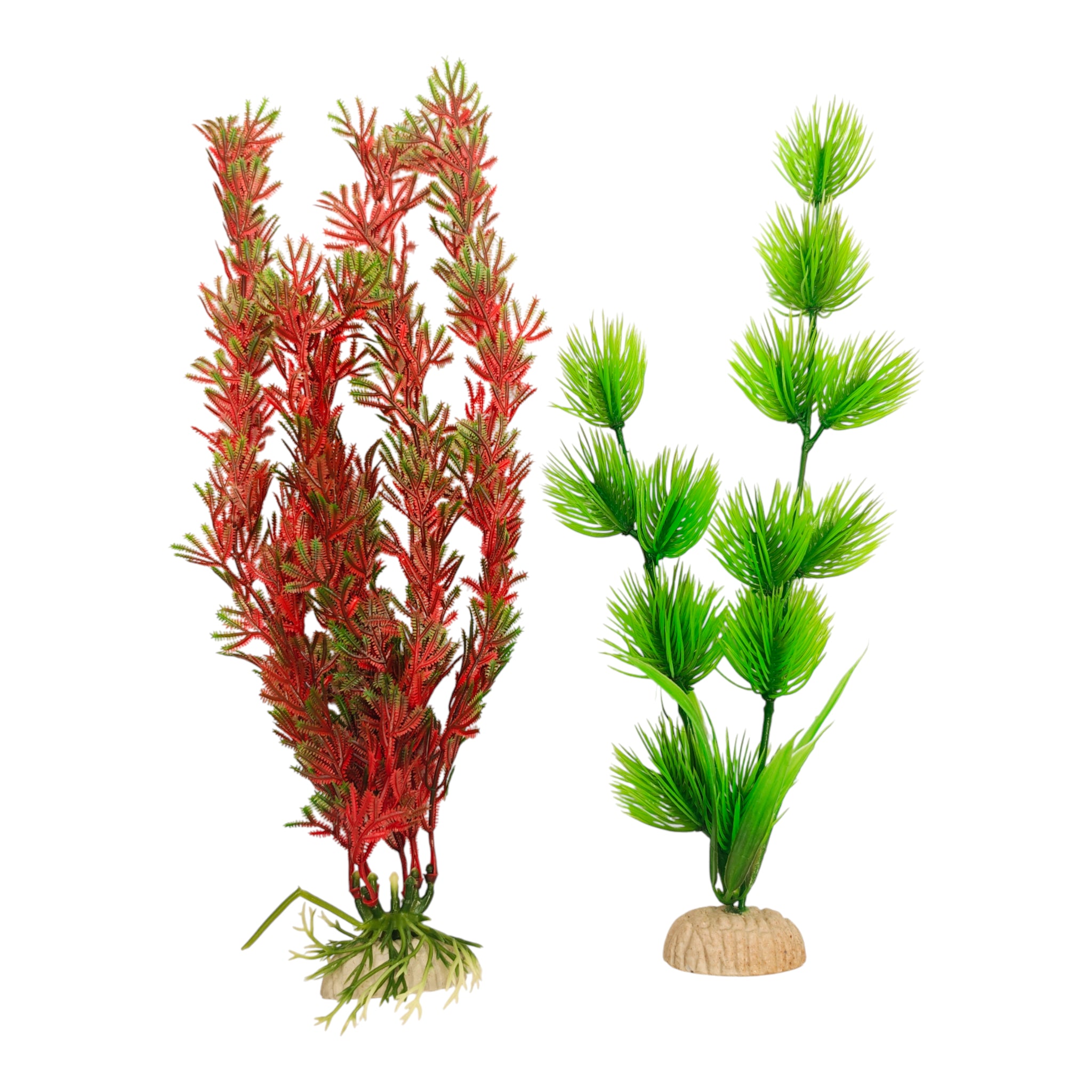 plantas decorativas artificiales para acuario en colores rojo, naranja y verde de 12 pulgadas, con base antiderrapante