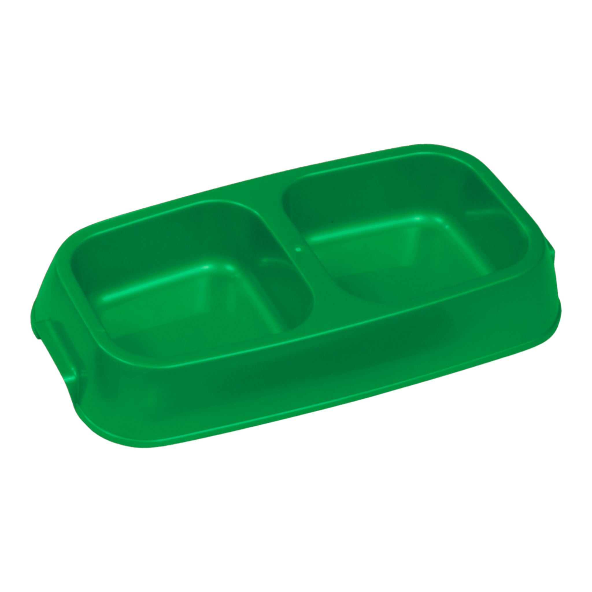 plato doble ligero color verde para perro mediano, diseño antivuelco y fácil de limpiar