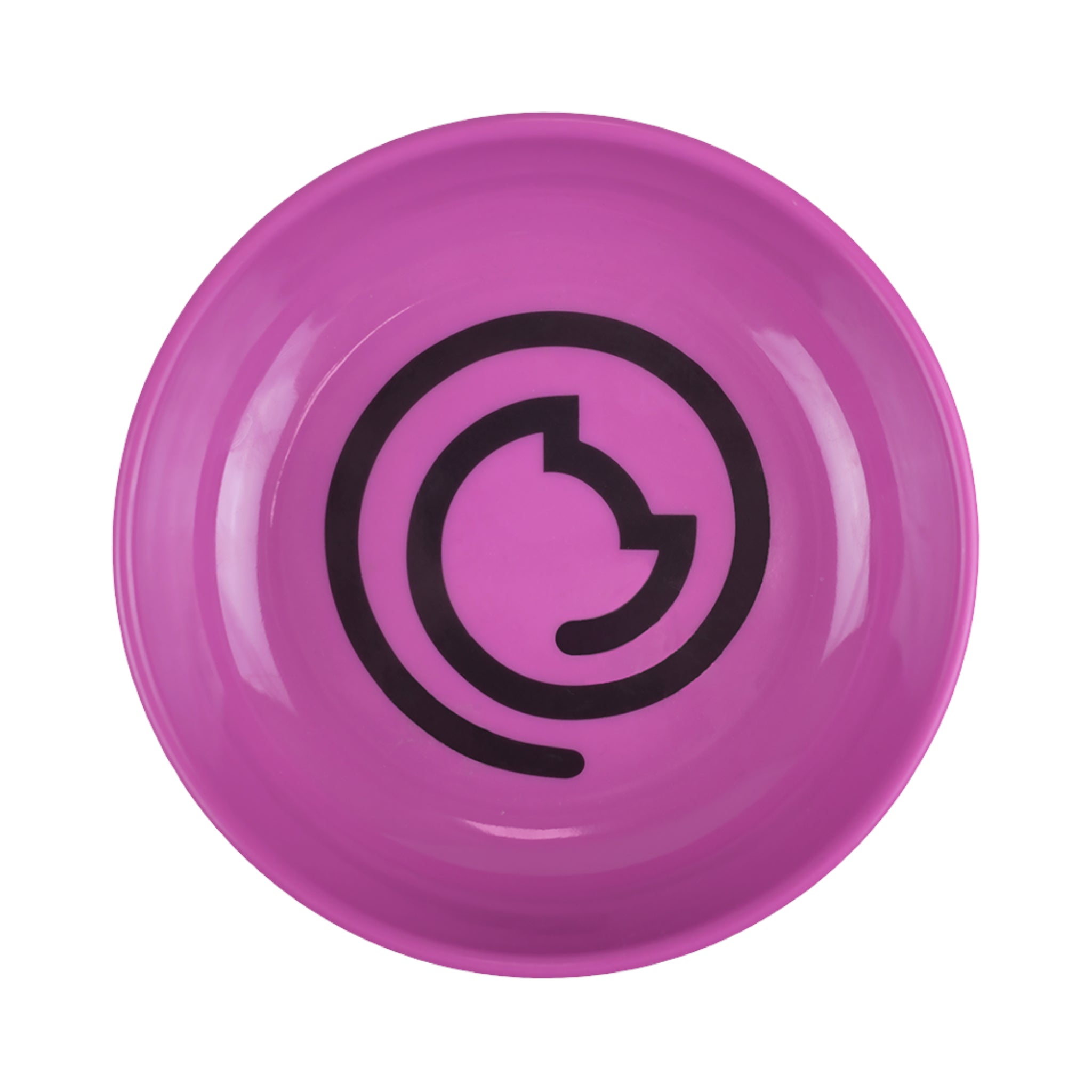 Vista interior de un plato rosa para gato hecho de bambú con un tierno diseño gráfico de gatito, ideal para gatos que buscan comodidad y estilo.