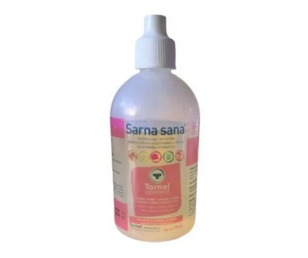 Frasco de Sarna Sana de 100 ml, tratamiento tópico natural para sarna en perros, aves, caballos, ovejas y cerdos, con benzoato de bencilo y aceite de ajonjolí

