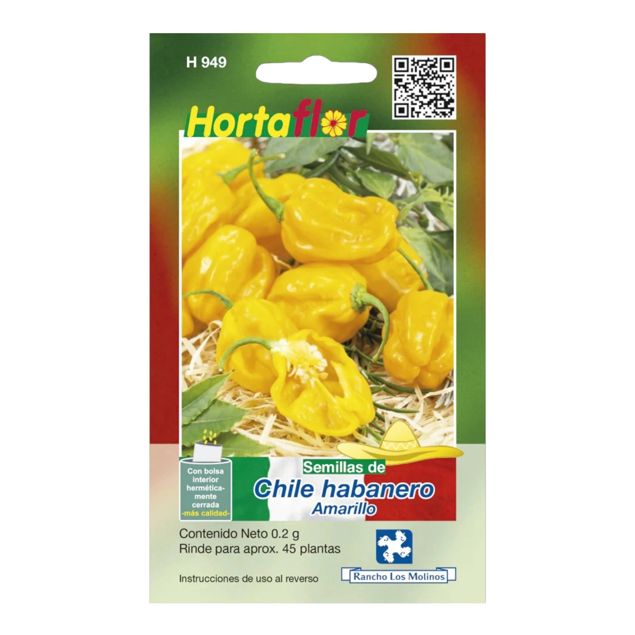 Sobre de semillas de chile habanero variedad picante, ideal para cultivo en casa