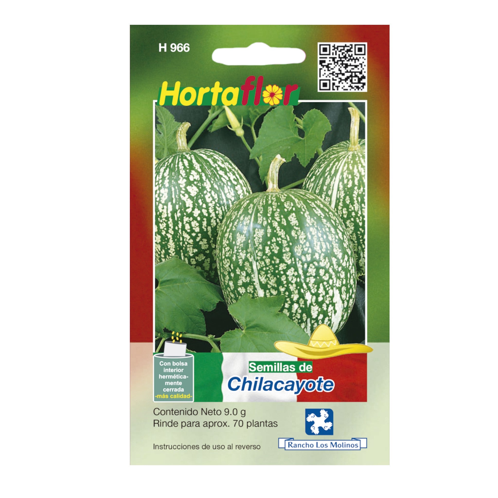 Empaque de semillas de chilacayote curcubita ficifolia para cultivo en huertos caseros