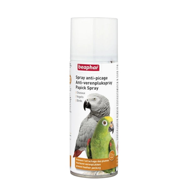 Frasco de Spray Anti Picoteo Beaphar de 200 ml para aves, ayuda a prevenir el picoteo y el desplume en loros, periquitos y aves tropicales con agentes amargos inofensivos.