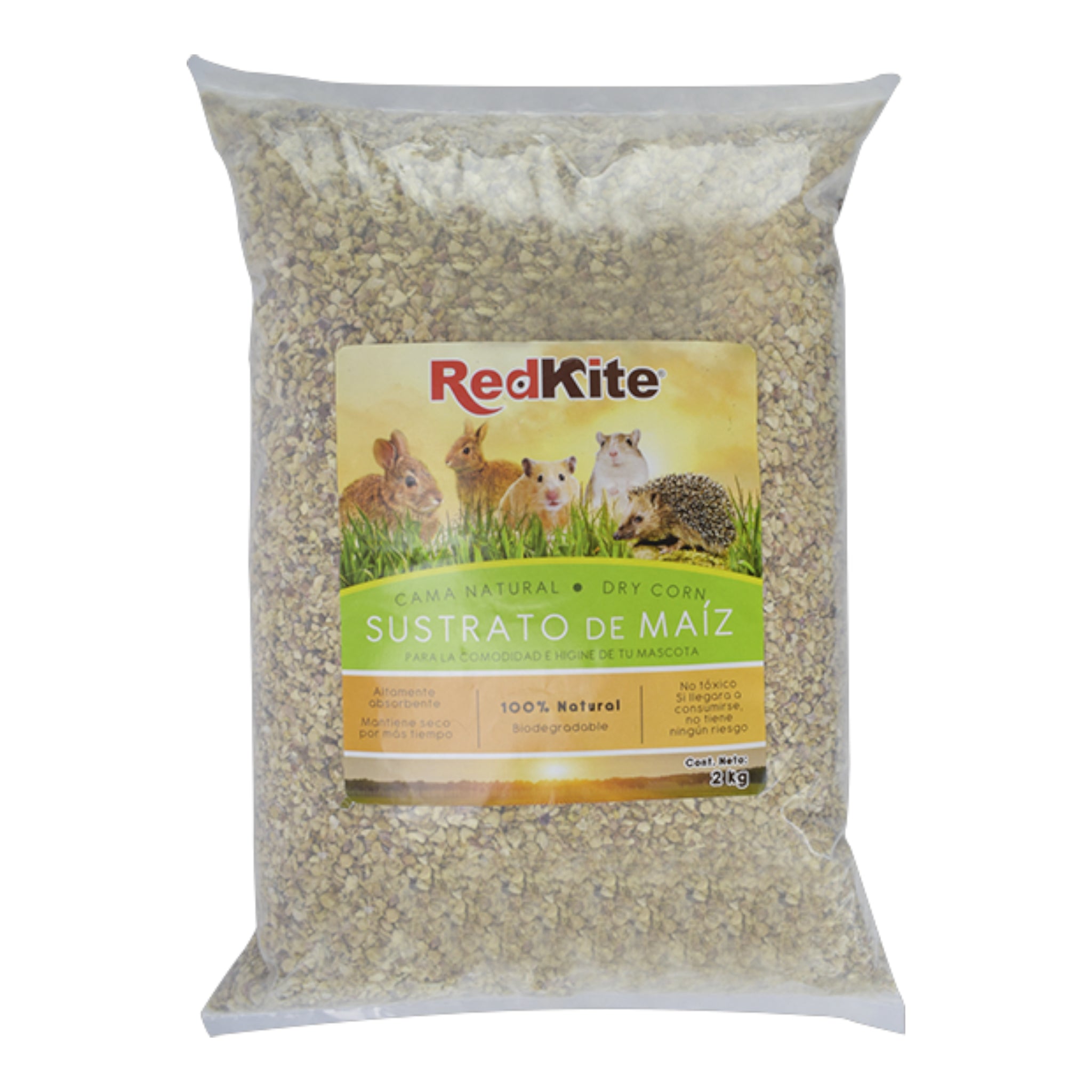 Bolsa transparente de sustrato de maíz Redkite de 2 kg para pequeños mamíferos y aves