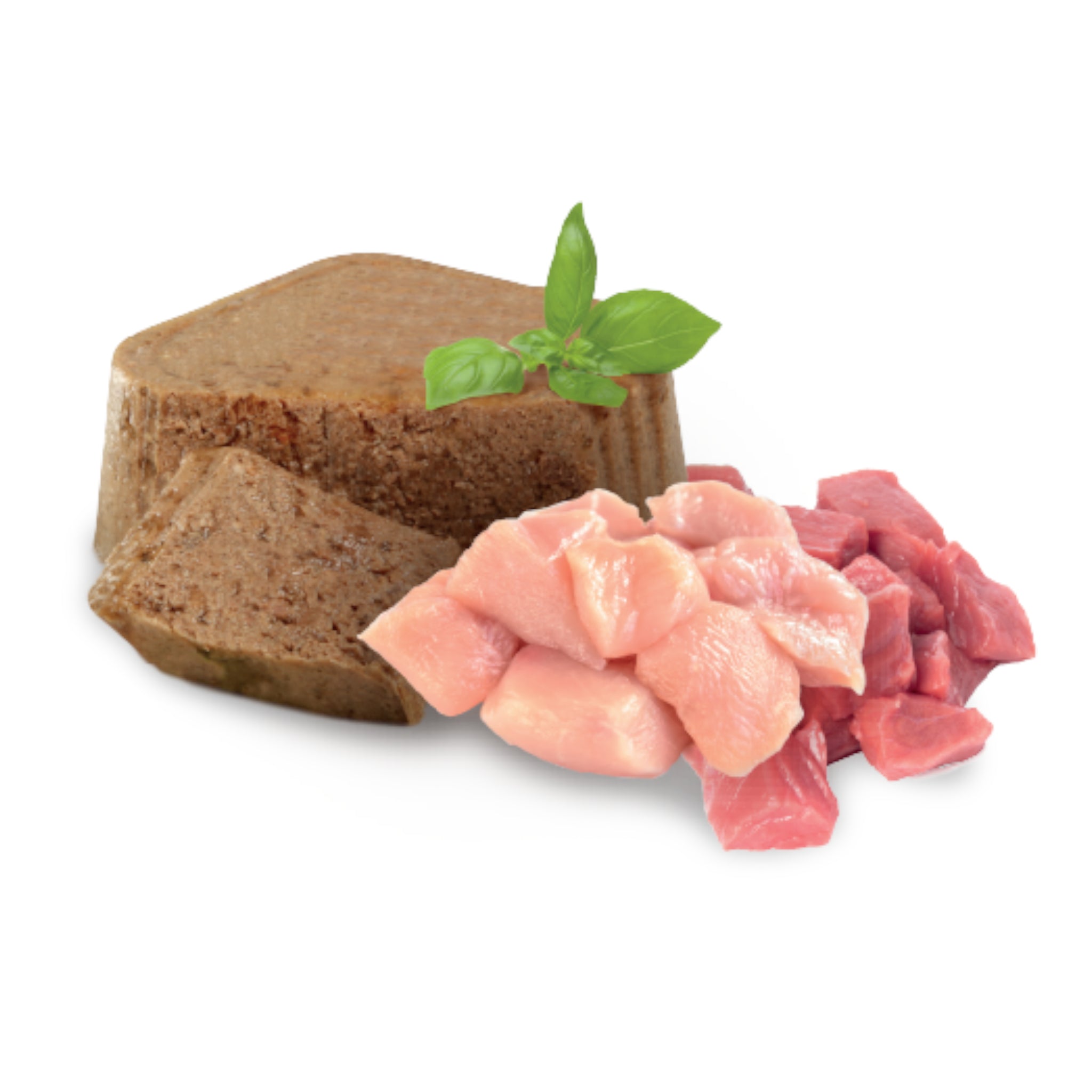 Detalle de la textura suave y jugosa tipo paté del alimento húmedo Nupec para perros con tendencia a la obesidad.