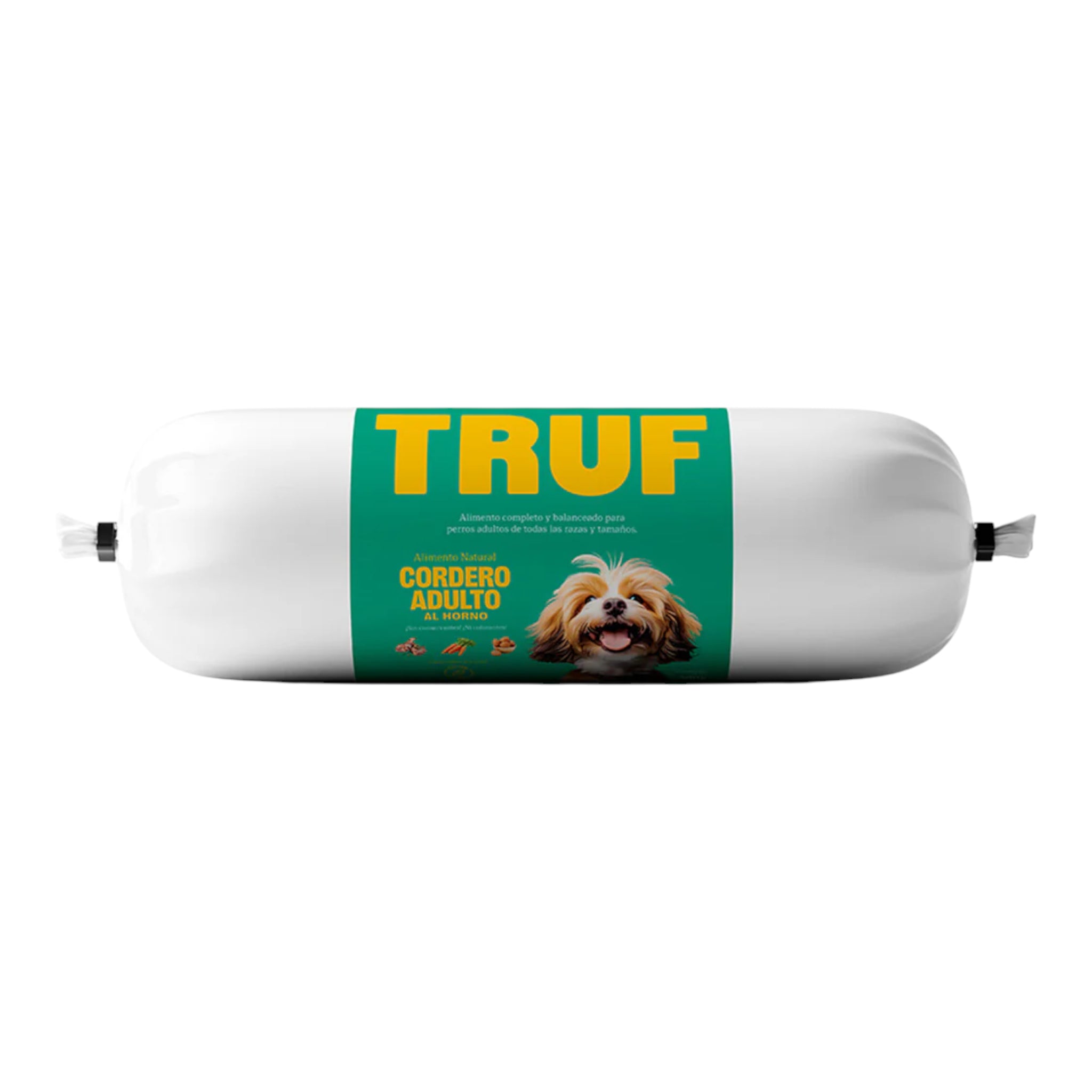 Empaque del alimento horneado de cordero TRUF para perros adultos 500g con textura tipo estofado